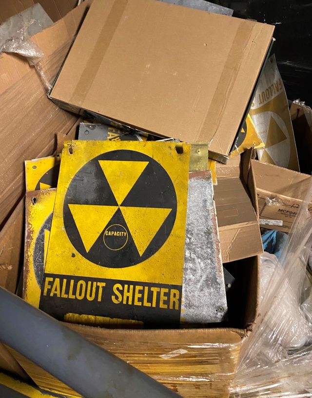 One of the fallout shelter signs the city's Department of Education removed in 2017.